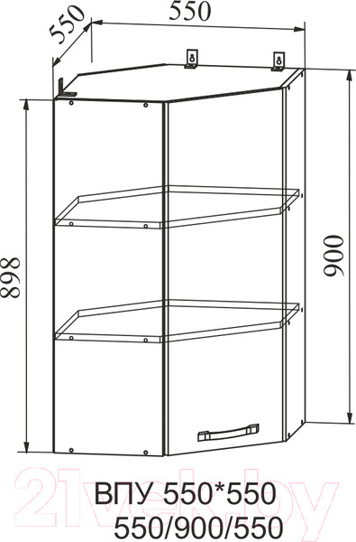 Изображение товара Шкаф навесной для кухни ДСВ Тренто ВПУ 550 левый (серый/серый)