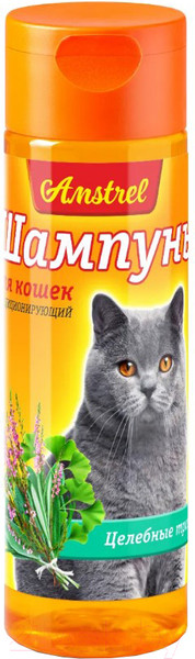Изображение товара Шампунь для животных Amstrel Кондиционирующий с целебными травами для кошек (120мл)