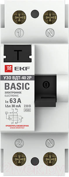 Изображение товара Устройство защитного отключения EKF Basic / elcb-2-63-30e-sim
