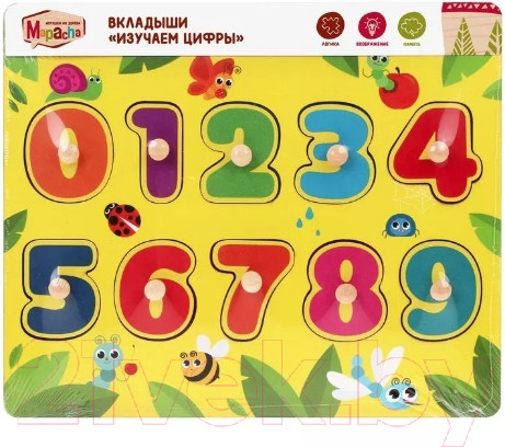 Изображение товара Развивающая игрушка Mapacha Вкладыш. Цифры. Изучаем цифры и фрукты / 962002