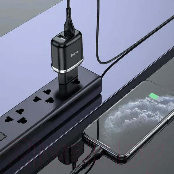 Изображение товара Зарядное устройство сетевое Hoco N4 + кабель AM-Type-C / 23753-N4TBK (1м, черный)