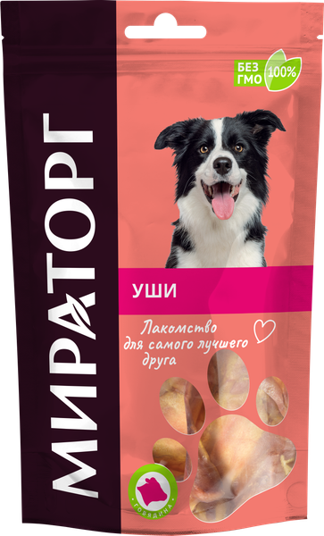 Изображение товара Лакомство для собак Мираторг Уши говяжьи для собак средних и крупных пород / 1010016054 (50г)