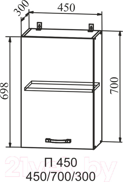Изображение товара Шкаф навесной для кухни ДСВ Тренто П 450 левый (серый/белый)