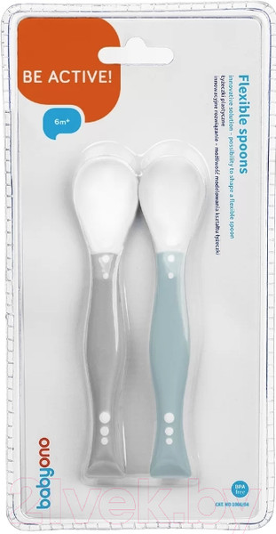 Изображение товара Набор столовых ложек для кормления BabyOno Эластичные / 1066/04 (серый/синий)