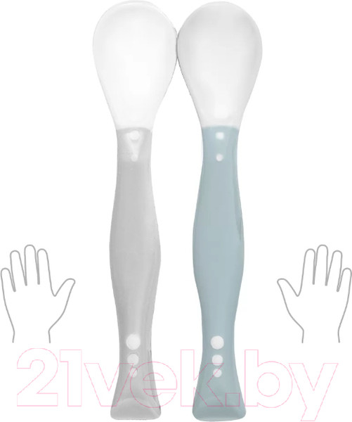 Изображение товара Набор столовых ложек для кормления BabyOno Эластичные / 1066/04 (серый/синий)