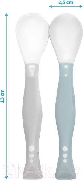 Изображение товара Набор столовых ложек для кормления BabyOno Эластичные / 1066/04 (серый/синий)