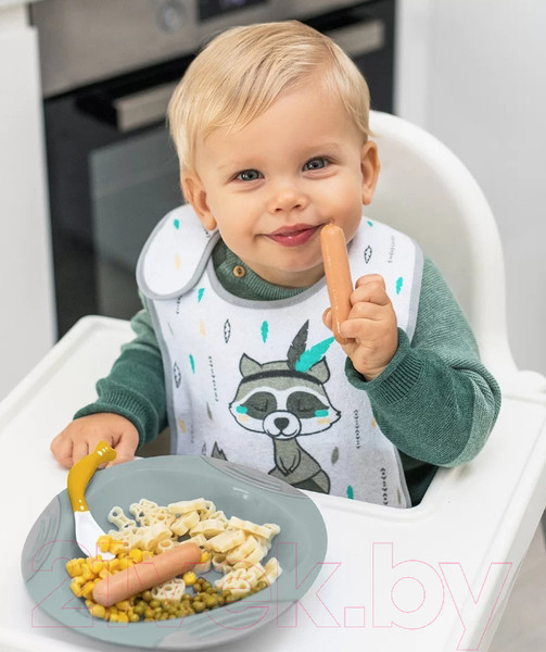 Изображение товара Набор столовых ложек для кормления BabyOno Эластичные / 1066/05 (серый/желтый)