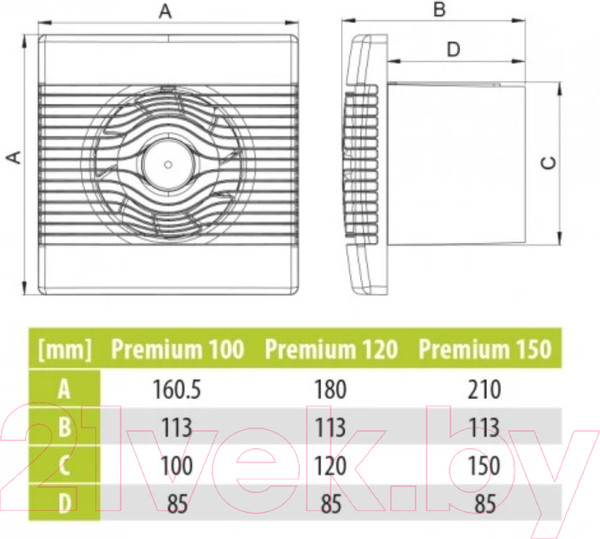 Изображение товара Вентилятор накладной AirRoxy pRemium 120 S 01-017