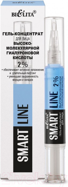 Изображение товара Гель для лица Belita Smart Line Концентрат высокомолекулярной гиалуроновой кислоты 2% (4мл)