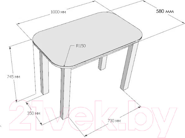 Изображение товара Обеденный стол Senira Р-02.06-01 (белый матовый/белый)