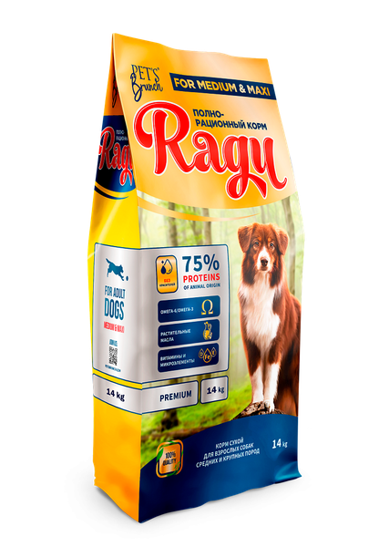 Изображение товара Сухой корм для собак Pet's Brunch Для взрослых собак средних и крупных пород (14кг)