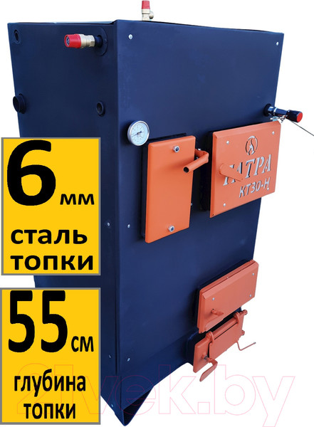 Изображение товара Твердотопливный котел Татра КТ30-НЛ2 (левое подключение, двухконтурный, сталь 6мм)