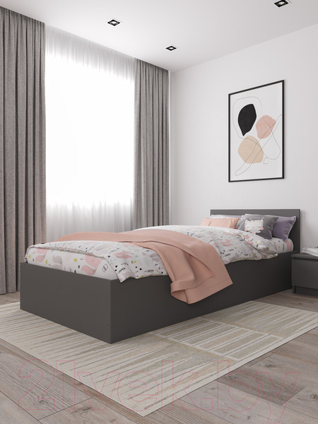 Изображение товара Односпальная кровать ДСВ Мори КРМ 900.1/2 (графит)