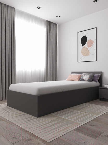 Изображение товара Односпальная кровать ДСВ Мори КРМ 900.1/2 (графит)