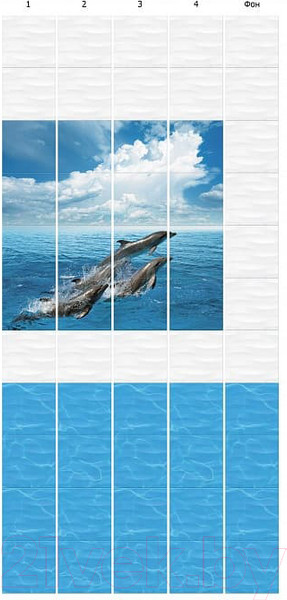 Изображение товара Панель ПВХ КронаПласт Unique Дельфины-фон (2700x250x8мм)