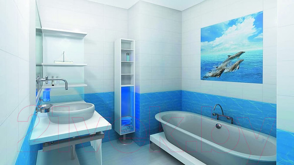 Изображение товара Панель ПВХ КронаПласт Unique Дельфины-фон (2700x250x8мм)