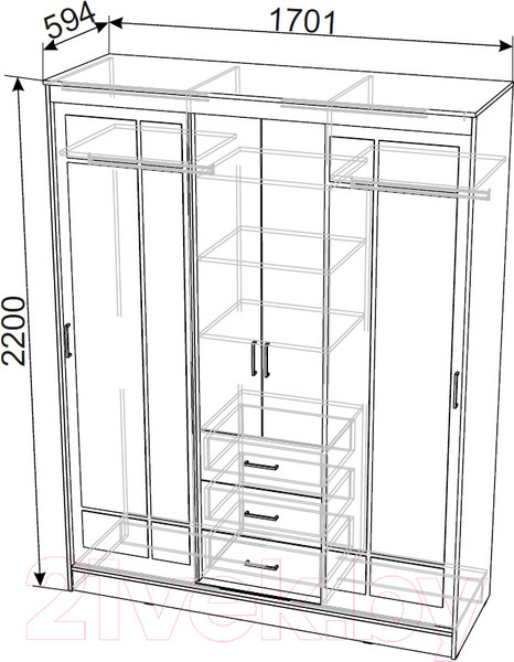 Изображение товара Шкаф NN мебель ШКП 1 (дуб венге/ясень анкор светлый)