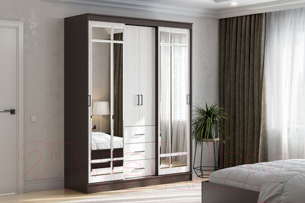 Изображение товара Шкаф NN мебель ШКП 1 (дуб венге/ясень анкор светлый)