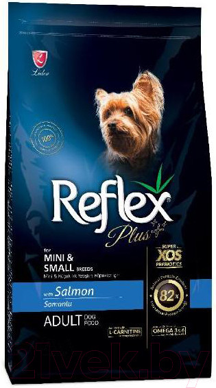 Изображение товара Сухой корм для собак Reflex Plus Для мини и мелких пород с лососем (8кг)