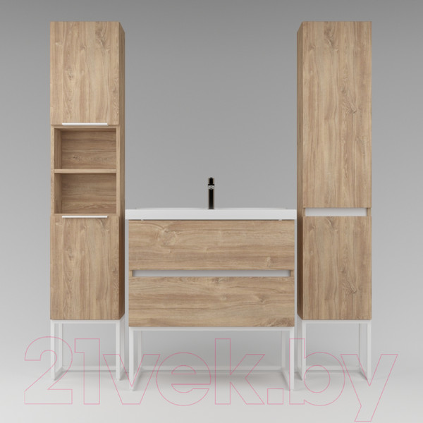 Изображение товара Тумба под умывальник Дабер 012 / Т12.6.1.6Б (дуб канзас коричневый/белый)