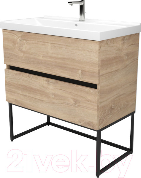 Изображение товара Тумба под умывальник Дабер 012 / Т12.8.2.6Ч (дуб канзас коричневый/черный)