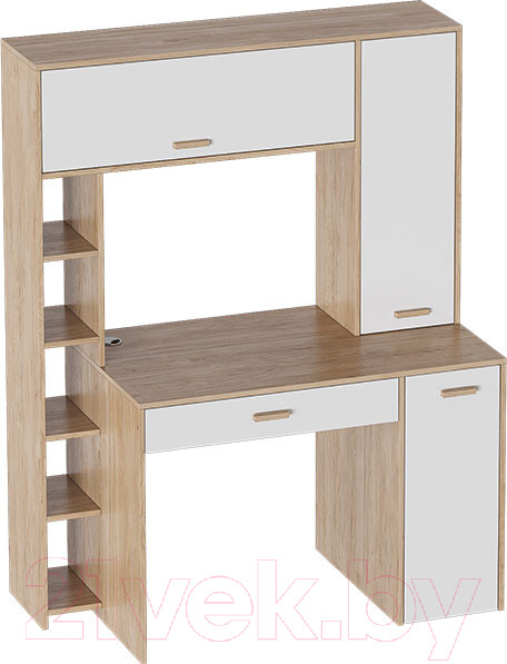 Изображение товара Компьютерный стол Мебельград Калгари (дуб натуральный светлый/белый матовый)