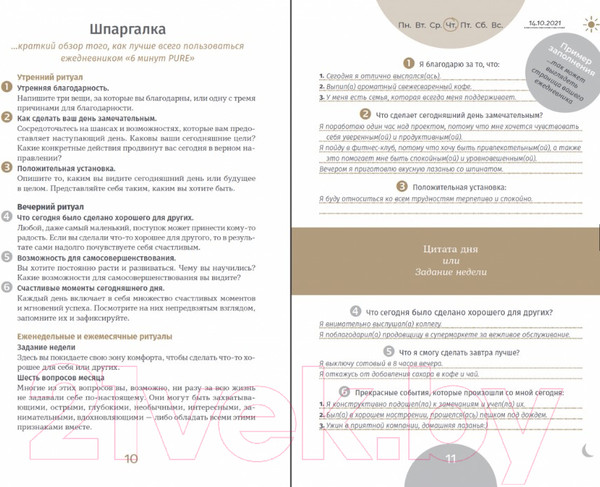 Изображение товара Мотивационный ежедневник Альпина 6 минут Pure. Ежедневник, который изменит вашу жизнь (9785961472936 / Спенст Д.)