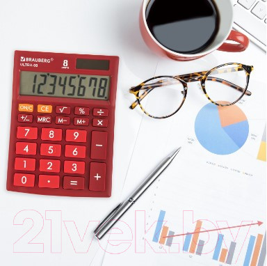 Изображение товара Калькулятор Brauberg Ultra-08-WR / 250510 (бордовый)