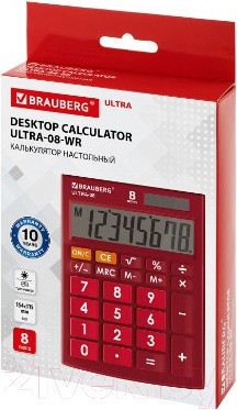 Изображение товара Калькулятор Brauberg Ultra-08-WR / 250510 (бордовый)