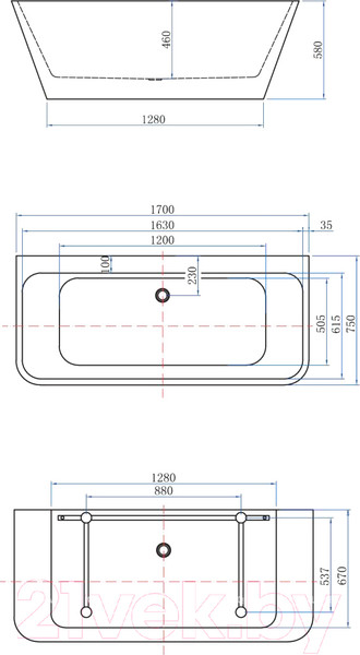 Изображение товара Ванна акриловая Aquanet Family Perfect 170x75 / 260056