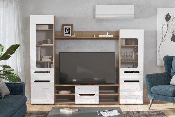 Изображение товара Стенка NN мебель МГС 6 исп 1 (дуб золотой/белый глянец)