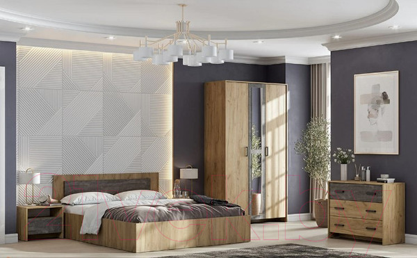 Изображение товара Комод NN мебель МСП 1 3ящ (дуб золотой/камень темный)