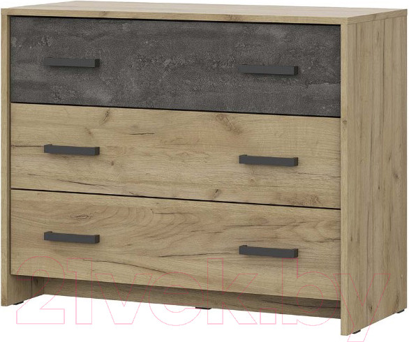 Изображение товара Комод NN мебель МСП 1 3ящ (дуб золотой/камень темный)