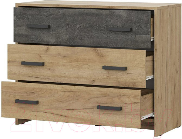 Изображение товара Комод NN мебель МСП 1 3ящ (дуб золотой/камень темный)