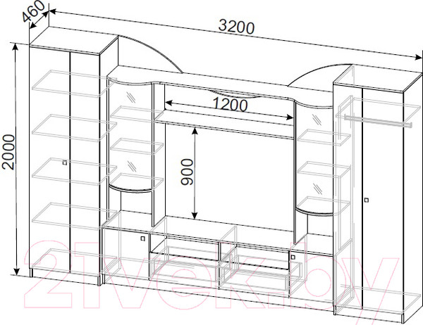 Изображение товара Стенка NN мебель МГС 8 исп 1 (дуб венге/ясень анкор светлый)