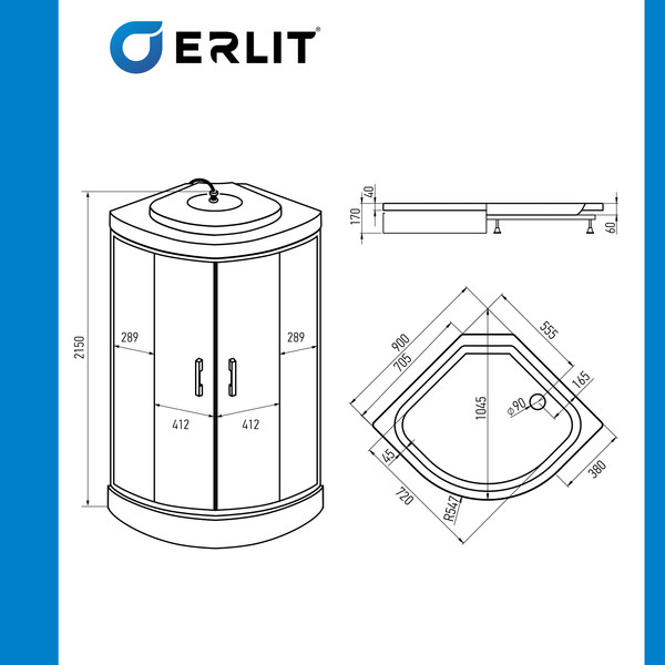 Изображение товара Душевая кабина Erlit ER3509PF-C3-RUS