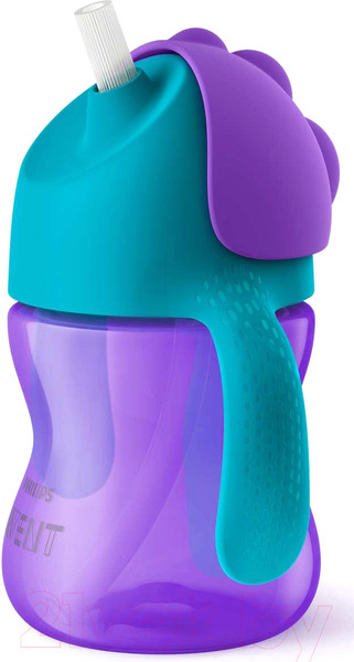 Изображение товара Поильник Philips AVENT С трубочкой / SCF796/02 (200мл, фиолетовый/бирюзовый)