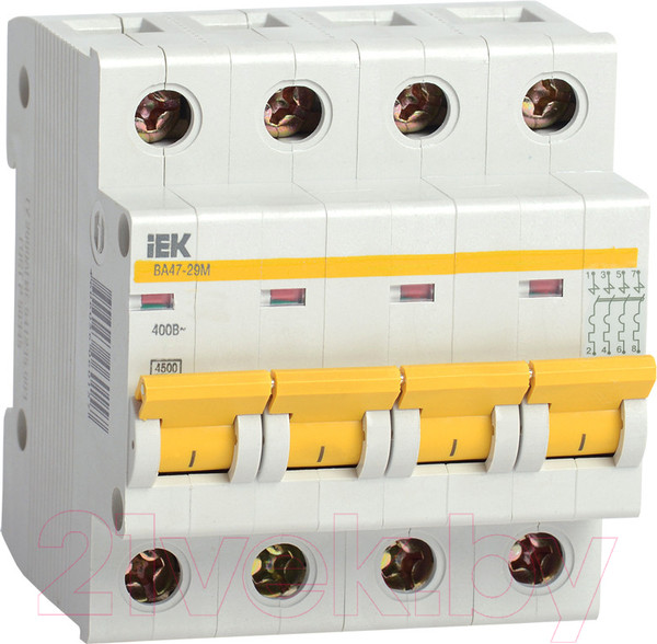 Изображение товара Выключатель автоматический IEK ВА 47-29 M 10А 4п С / MVA21-4-010-C
