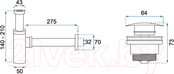 Изображение товара Сифон REA Click Clack A8536 (черный состареный)