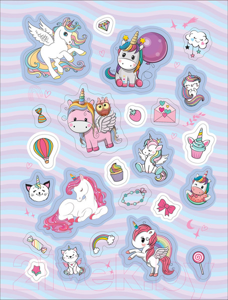 Изображение товара Набор наклеек Росмэн 100 наклеек. Единороги / 4680274046155