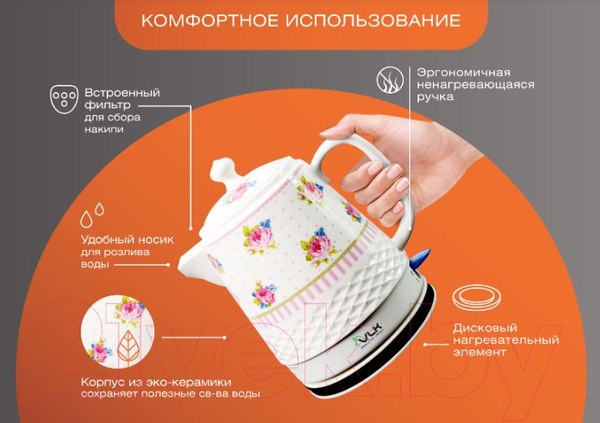 Изображение товара Электрочайник VLK Venice / 6547 (белый/рисунок)