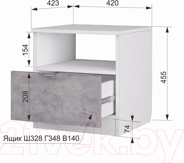 Изображение товара Тумба Аквилон Акцент №13 400 (белое сияние/цемент светлый)