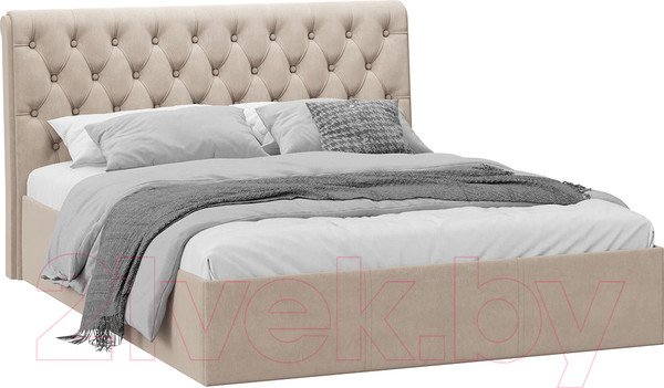 Изображение товара Двуспальная кровать ТриЯ Скарлет универсальная тип 1 160x200 (велюр мокко светлый)