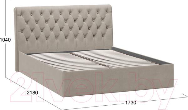 Изображение товара Двуспальная кровать ТриЯ Скарлет универсальная тип 1 160x200 (велюр мокко темный)