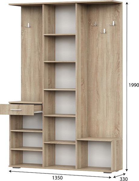 Изображение товара Секция в прихожую NN мебель ПР 1 (дуб сонома/белый)