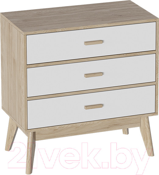 Изображение товара Комод Мебельград Калгари (дуб натуральный светлый/белый матовый)