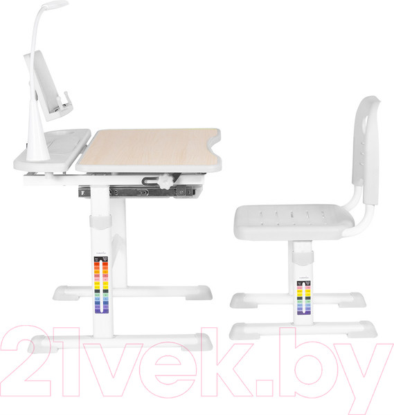 Изображение товара Парта+стул Anatomica Avgusta с ящиком, подставкой и светильником (клен/серый)