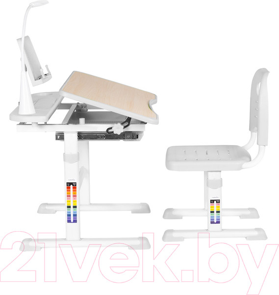 Изображение товара Парта+стул Anatomica Avgusta с ящиком, подставкой и светильником (клен/серый)
