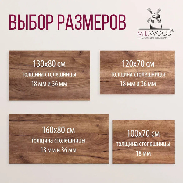 Изображение товара Обеденный стол Millwood Прага Л18 120x70 (дуб табачный крафт/металл черный)