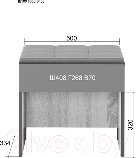 Изображение товара Банкетка Аквилон Эльза №5.1 500 (ясень анкор светлый)